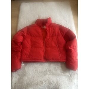 Hujoin Womens Red Crop‎ Short Puffer Jacket Sz S